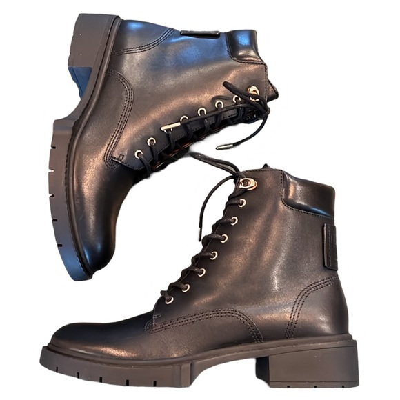 Coach Lorimer Black Leather Bootie Classic Military Combat Boot Size 8 New - Picture 7 of 13